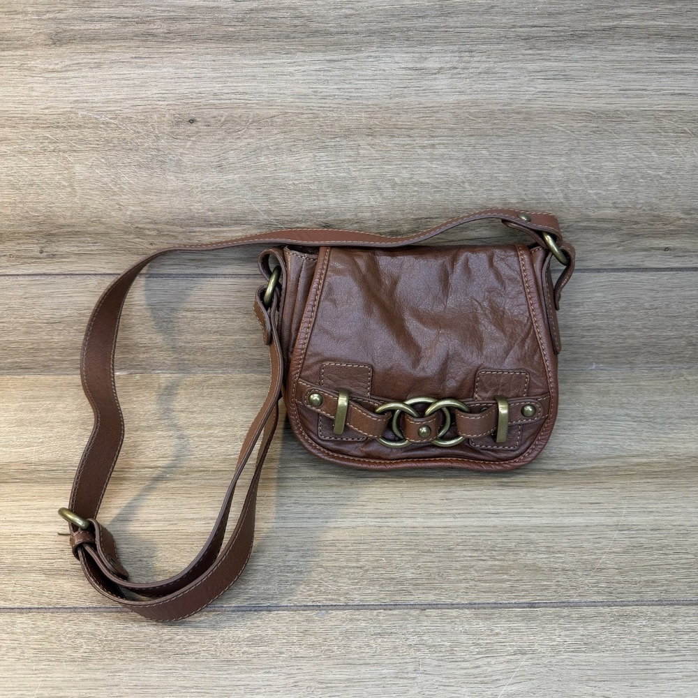 Wilsons‎ Leather Brown Saddle Ring Buckle Vintage Hobo Shoulder Crossbody Bag
